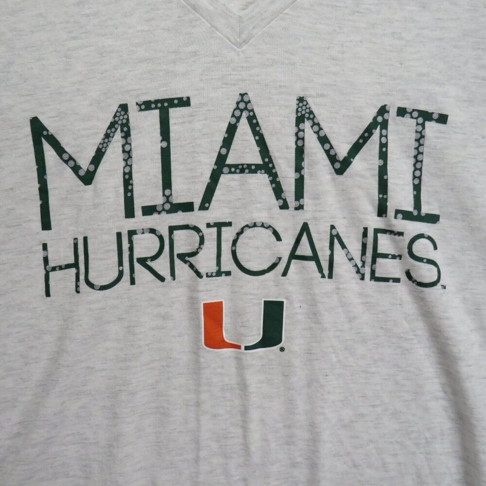 Miami Hurricanes T Shirt Womens Size Extra Large Adidas Gray V Neck Spellout - Picture 2 of 11